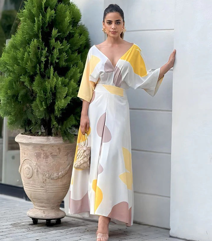 Women's V-Neck High-Waisted Dress | fabeslos.com