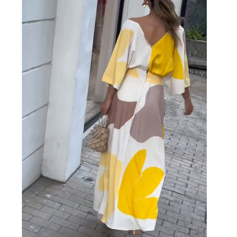 Women's V-Neck High-Waisted Dress | fabeslos.com