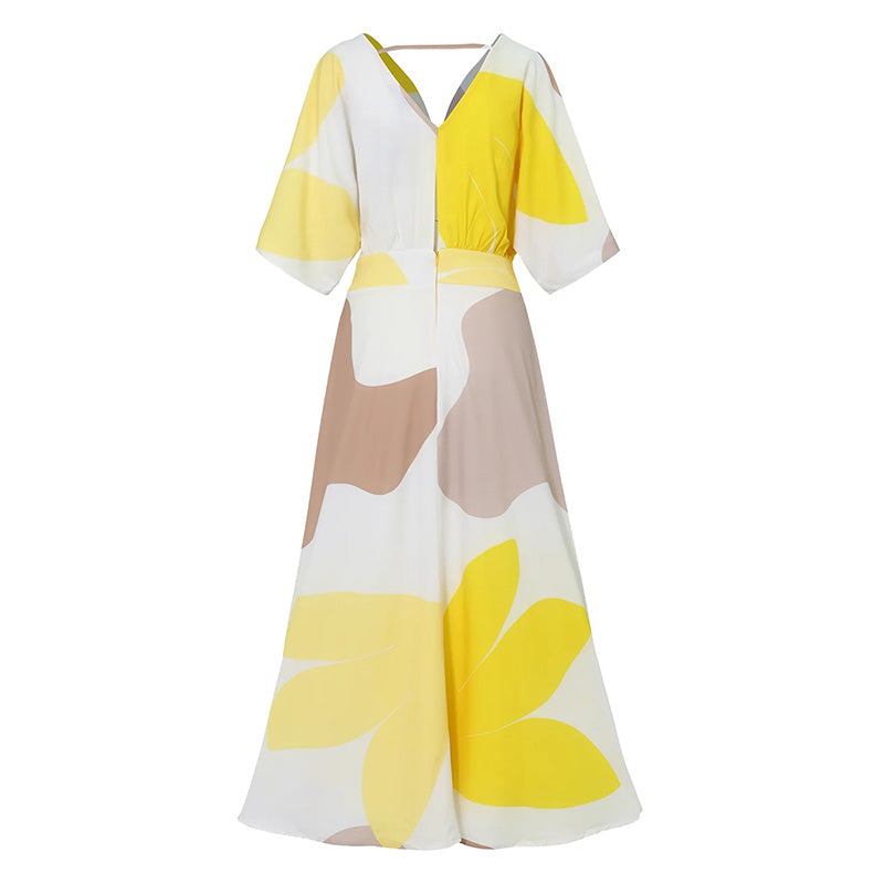 Women's V-Neck High-Waisted Dress | fabeslos.com