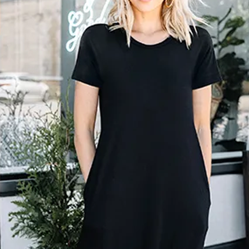 Women's Casual Loose Short Sleeve Pocket Split Maxi Dress | fabeslos.com